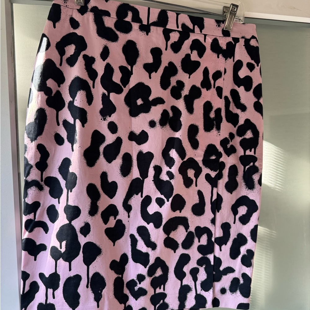 Moschino Pink and Black Animal Print Pencil Skirt NWT